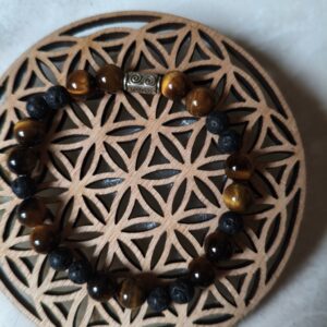 bracelet protection ancrage oeil de tigre pierre de lave -lithothérapie bouclier négatif double spirale confiance