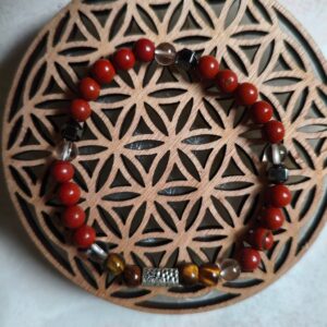 bracelet mes gambettes jaspe rouge hématite oeil de tigre - llithothérapie jambes légères circulation sanguine mobilité