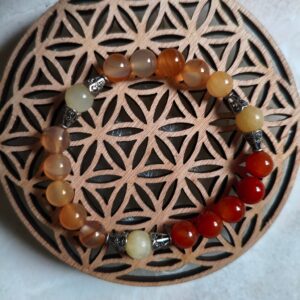 bracelet équilibre féminin jaspe rouge cornaline calcite lithothérapie cycles hormonaux SPM fertilité