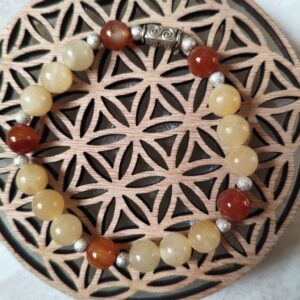 bracelet belle peau calcite jaune cornaline - lithothérapie éclat peau ongles régénération