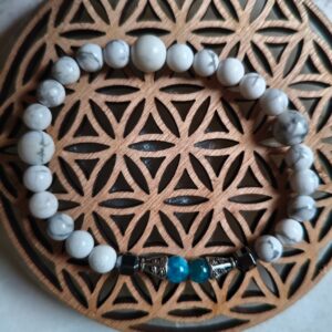 Bracelet minceur howlite apatite hématite ma ligne lithothérapie drainage rétention d'eau perte de poids