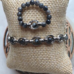 Parure Bracelet - Bague en Labradorite