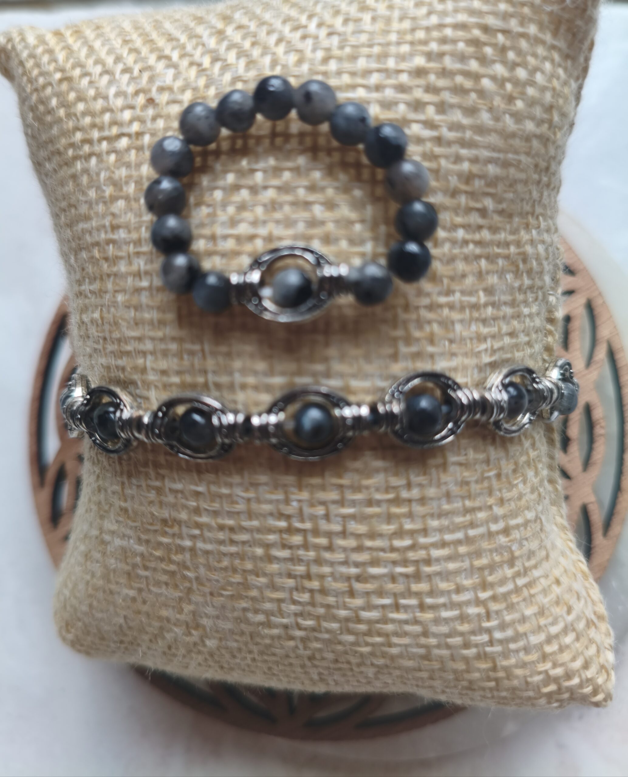 Parure Bracelet - Bague en Labradorite