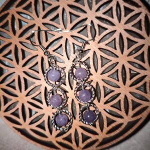 Boucles d'oreilles angélite violette lithothérapie sérénité