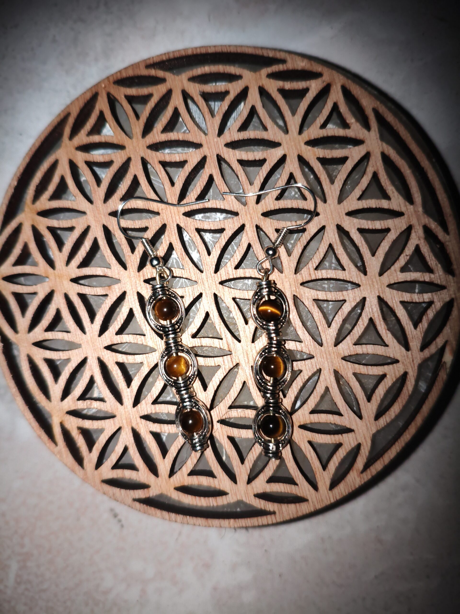 Boucles d'oreilles oeil de tigre protection énergie