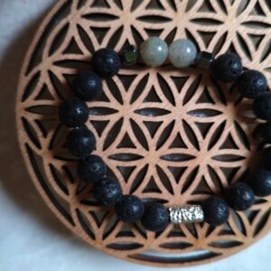 bracelet volcan intuitif pierre de lave labradorite hématite - lithothérapie ancrage intuition bouclier vitalité