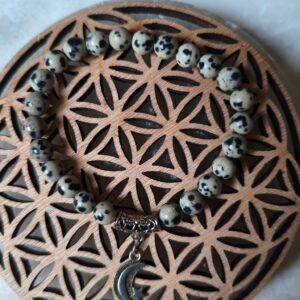 bracelet lune protectrice jaspe dalmatien lune lithothérapie protection ancrage joie