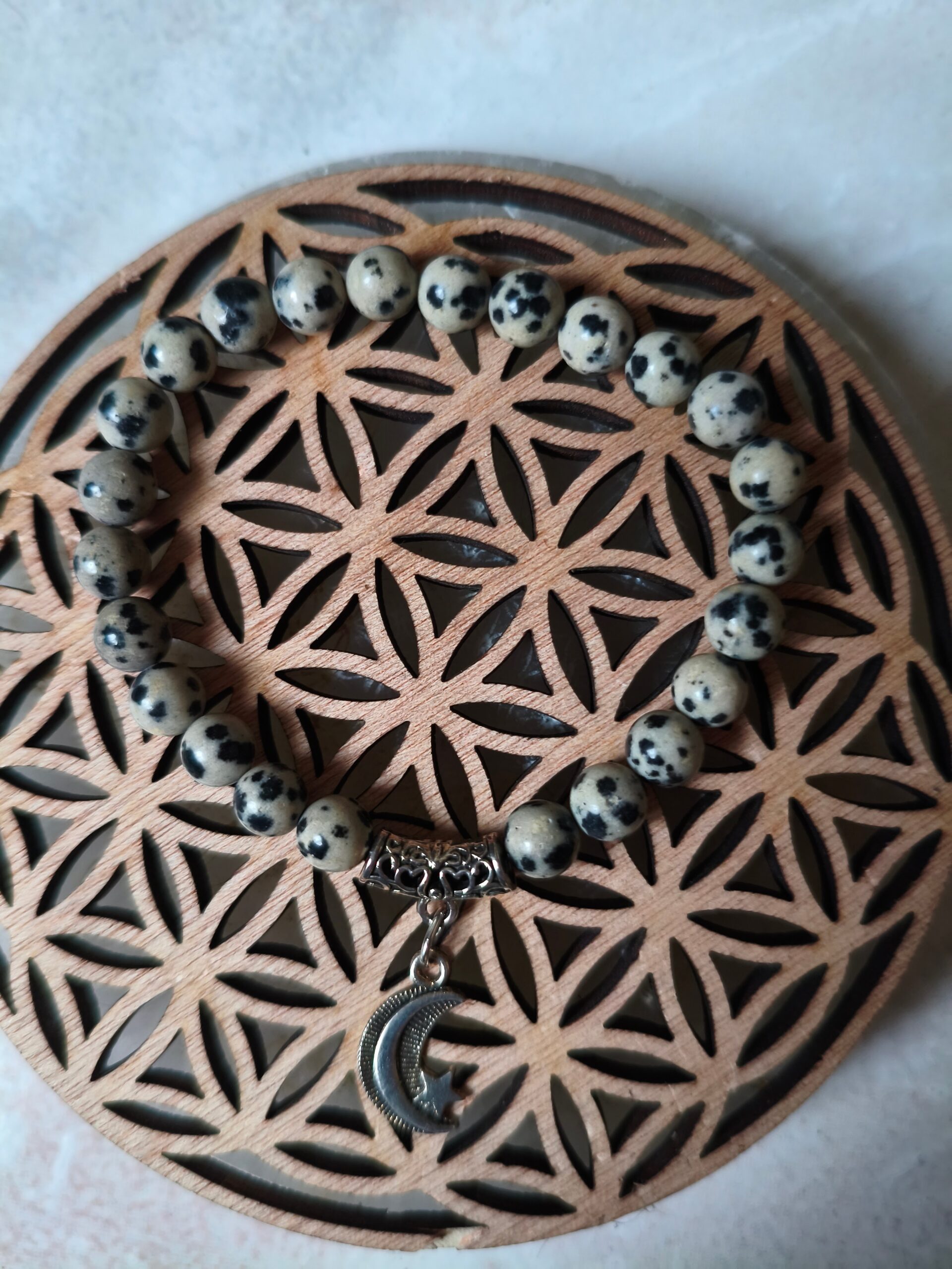 bracelet lune protectrice jaspe dalmatien lune lithothérapie protection ancrage joie